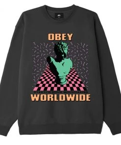 OBEY - Stretch Your Boundaries Men's Crewneck Sweatshirt, Black Mens