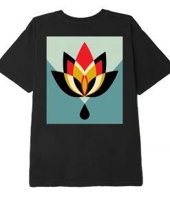 OBEY - Geometric Flower III Men's Organic Tee, Black Mens