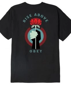 OBEY - Rise Above Flower Fist Men's Tee, Black