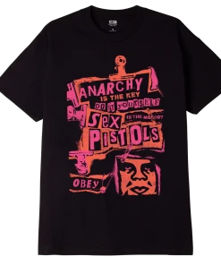 Mens OBEY X Sex Pistols Anarchy Tee, Black