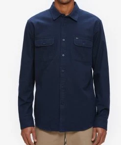 Mens OBEY - Gunner Woven L/S Men's Shirt, Navy