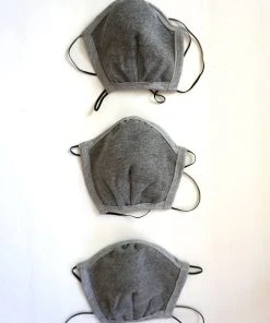 Los Angeles Apparel - 3 Pack Of Cotton Face Masks, Heather Grey New Arrivals