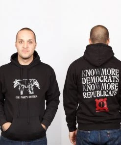 Strange Famous Records - One Party System Men's Hoodie, Black Music