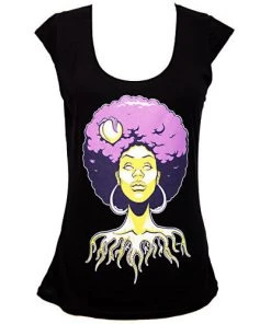 Womens The Giant Peach X Jason Goad Our Lady Of Peach Scoop Women’s Tee, Blk