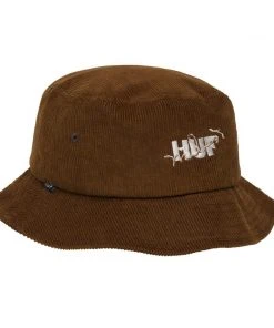 Mens HUF X Miles Davis - Get Up With It Cord Bucket Hat, Chocolate