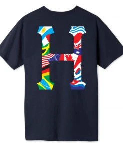 HUF - Global Trip Classic H Men's Tee, French Navy Mens