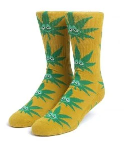 Mens HUF - Green Buddy Socks, Warm Beige