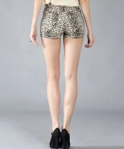 Flying Tomato Sale Big Cat Women's Shorts, Cream And Black