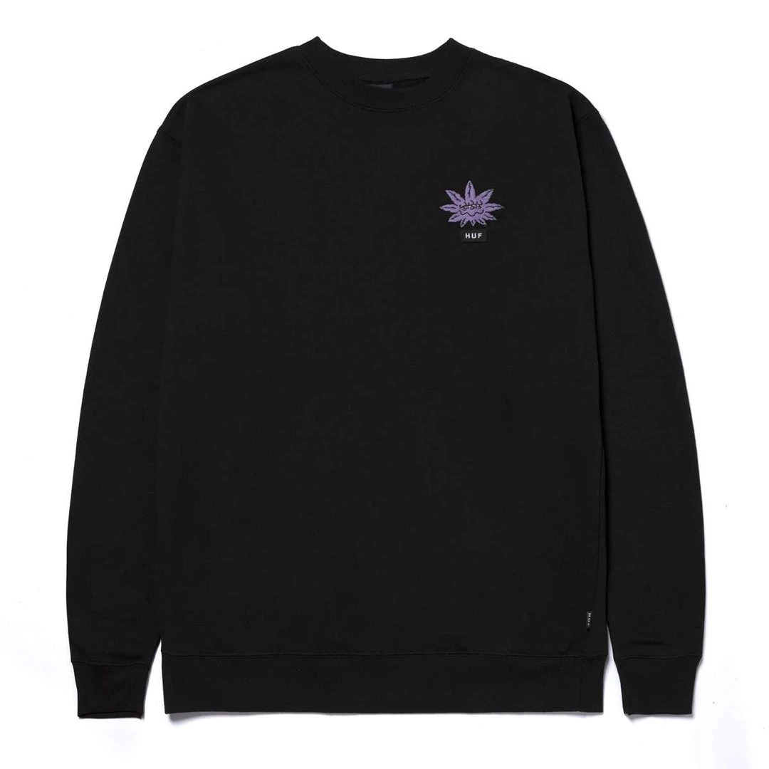 HUF X Green Buddy - Purple Buddies Crewneck, Black 1 HUF X Green Buddy - Purple Buddies Crewneck, Black