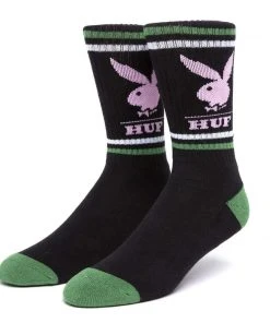 HUF X Playboy - Rabbit Head Crew Socks, Black Mens