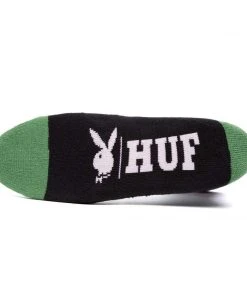 HUF X Playboy - Rabbit Head Crew Socks, Black Mens