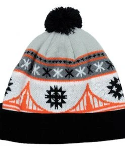TRUE - Festive Pom Beanie Hat, Black/Orange