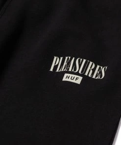 Mens HUF X Pleasures - Spore Fleece Pants, Black