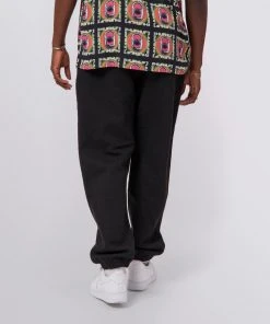 Mens HUF X Pleasures - Spore Fleece Pants, Black