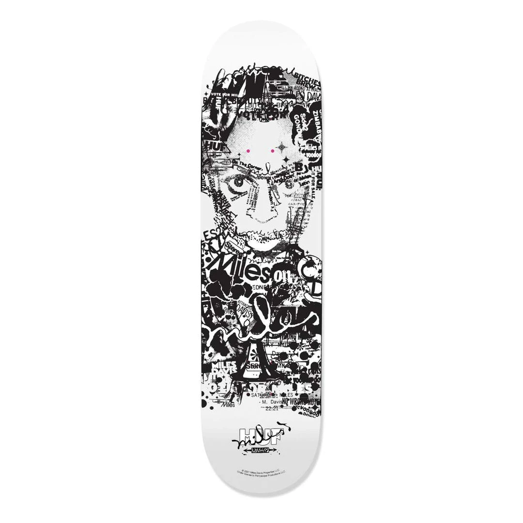 HUF X Miles Davis - Vote For Miles Skateboard Deck, White Mens 1 HUF X Miles Davis - Vote For Miles Skateboard Deck, White Mens