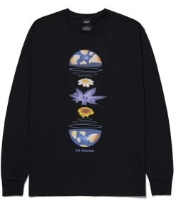 Mens HUF X Green Buddy - We Are The World L/S Tee, Black