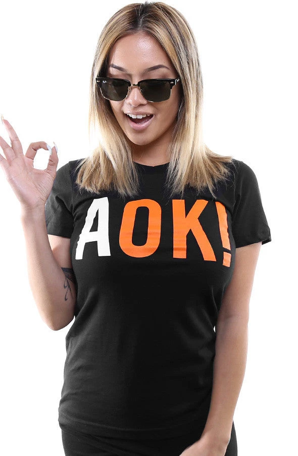 Adapt Clothing Womens Adapt - AOK! Women's Tee, Black 1 Adapt Clothing Womens Adapt - AOK! Women's Tee, Black