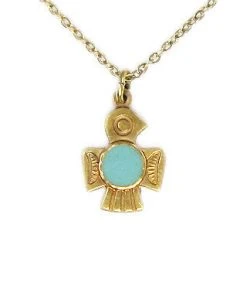 Ornamental Things - Aqua Belly T-Bird Necklace Womens