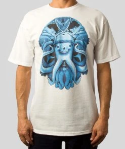 Upper Playground - Jeremy Fish Be Careful Where You Squirt Your Ink Men's Shirt, White