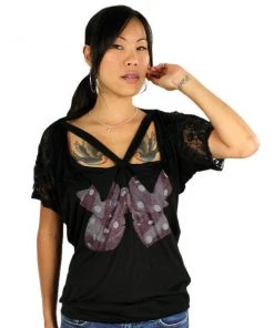 Free Gold Watch Image Unavailable - Bow Women's Top, Black Womens