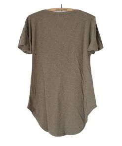 Trends Deep V Flutter Sleeve Top, Olive Womens