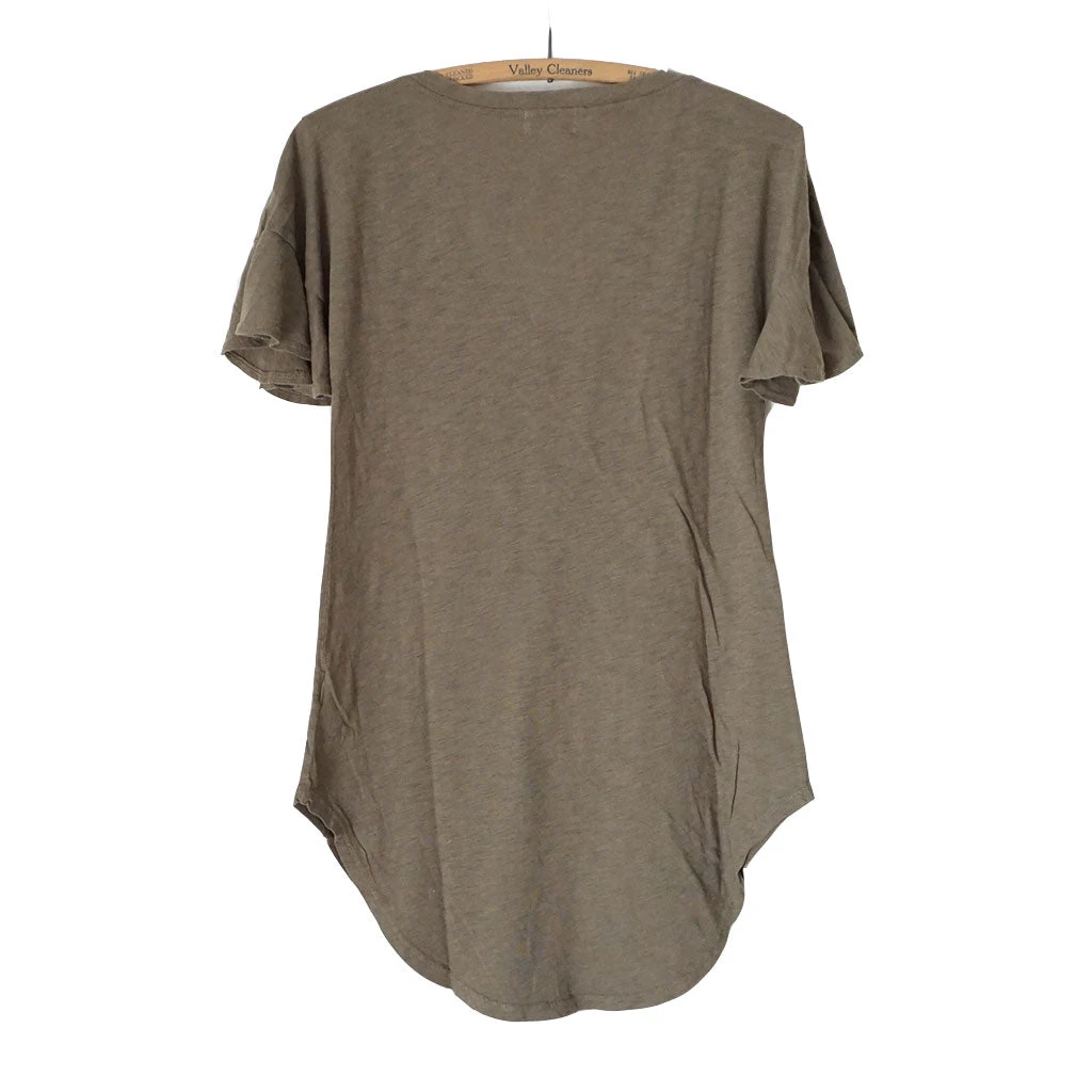 Trends Deep V Flutter Sleeve Top, Olive Womens 2 Trends Deep V Flutter Sleeve Top, Olive Womens