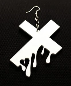 Womens Hello Drama - Drip Drop 1 Single Earring, White