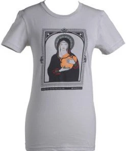 The Giant Peach Womens Giant Peach Virgin Mary Girl's Shirt, Silver