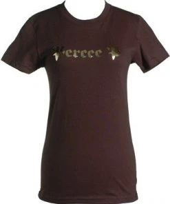 Stones Throw Womens Percee P - Logo Women's Shirt, Brown/Gold Foil