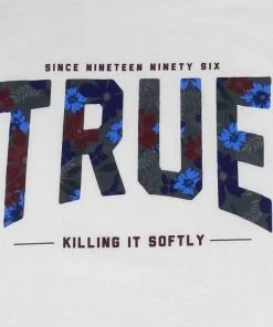 TRUE - Men's True Floral 2 Raglan Tee Shirt, White/Black Mens