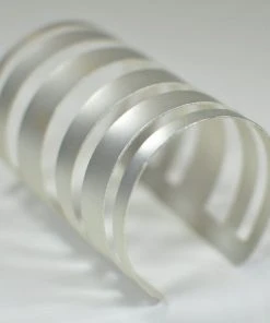 NOir Jewelry - Laser Cut Modernist Bracelet, Matte Silver Womens