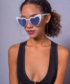 A.J. Morgan Womens Wholehearted Sunglasses, White/Blue Mirror