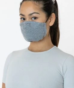 Los Angeles Apparel - 3 Pack Of Cotton Face Masks, Heather Grey New Arrivals