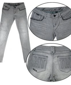 Married To The Mob - The Rockies Women's Jeans, Grey Womens