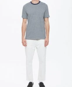 Mens OBEY - Reno Stripe Men's Pocket Tee, Blue Multi