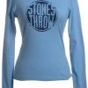 Stones Throw - Women's Distressed Crew Long-Sleeve Shirt, Baby Blue