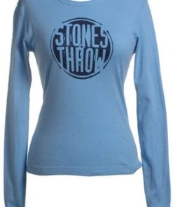 Stones Throw - Women's Distressed Crew Long-Sleeve Shirt, Baby Blue