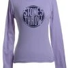 Stones Throw - Women's Distressed Crew Long-Sleeve Shirt, Lavender