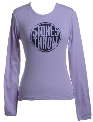 Stones Throw - Women's Distressed Crew Long-Sleeve Shirt, Lavender 1 Stones Throw - Women's Distressed Crew Long-Sleeve Shirt, Lavender