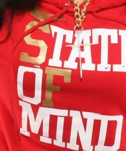 Adapt Clothing Womens Adapt - State Of Mind Women's Hoodie, Red/Gold