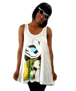 2k By Gingham 2K Milton Glaser - Swanhead Racer Back Women's Tank Top, Ice Grey