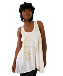 2k By Gingham 2K Milton Glaser - Nina Racer Back Women's Tank Top, Off White Womens